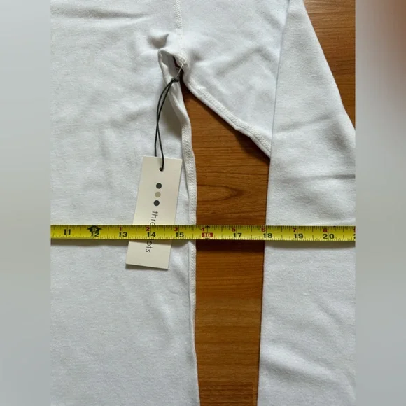 Three Dots Women Sz L Solid White Long Sleeve Top Cotton Round Neck Pullover New - Picture 7 of 13